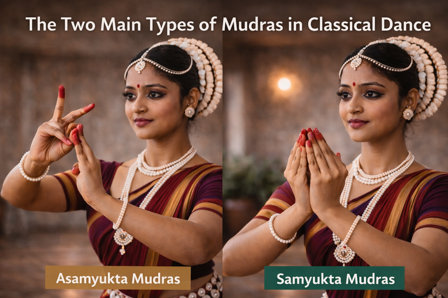 The two main types of mudras in classical dance